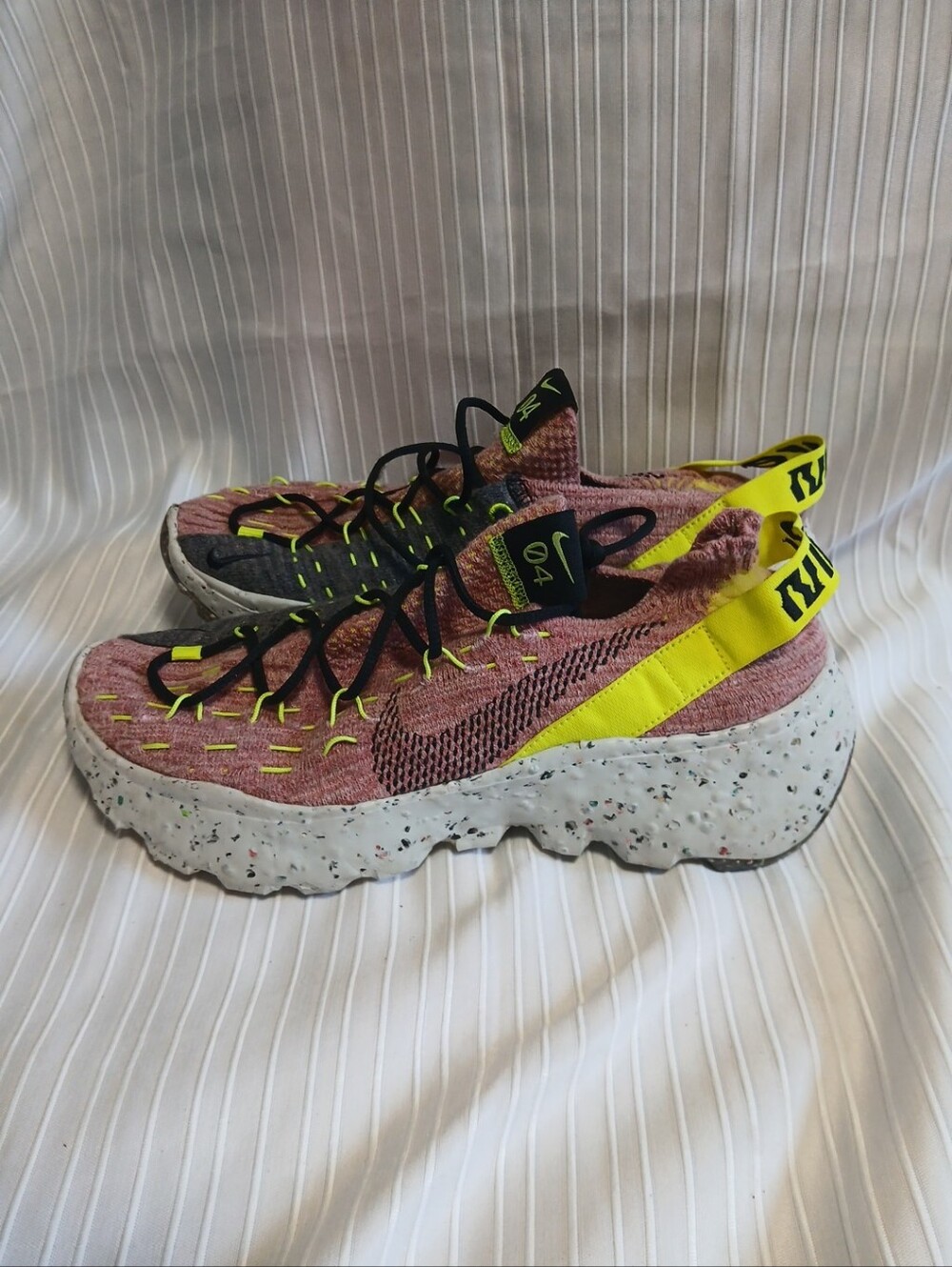 Nike Women's Flyknit Running Shoe - Pink/Yellow
